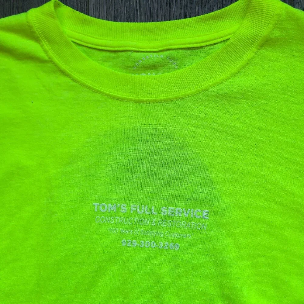 TOM'S FULL SERVICE Tom of Finland long sleeve neon yellow green t-shirt size S - Picture 3 of 6